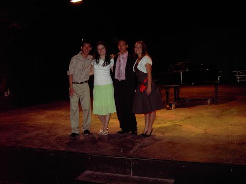 Dan, Kara, Harold in a tie, and Steph